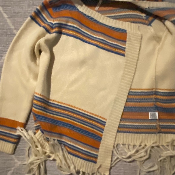 kate collection cardigan Medium Ivory Blue And Orange With Tassels - Picture 3 of 5